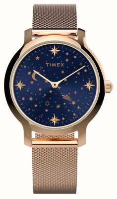 Timex 女士天体超越（31毫米）蓝色表盘/玫瑰金色钢网手链 TW2W21400
