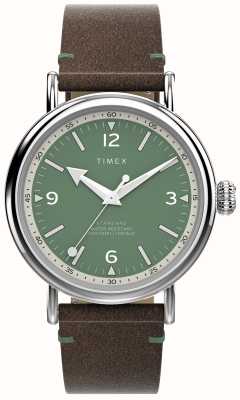 Timex 男士沃特伯里（40毫米）绿色表盘/棕色皮表带 TW2V71200