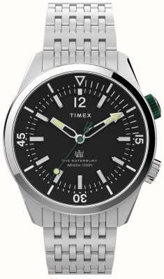Timex 沃特伯里潜水员 (41 毫米) 黑色表盘 / 不锈钢表链 TW2V49700