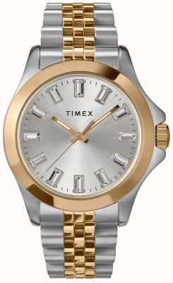 Timex 女式 kaia（38毫米）银色表盘/双色不锈钢表链 TW2V79700