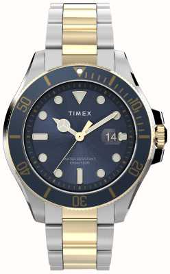 Timex 男士海港海岸（43毫​​米）蓝色表盘/双色不锈钢表链 TW2V42000