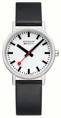 Mondaine 经典（36毫米）白色表盘/黑色纯素葡萄皮表带 A660.30314.11SBBV