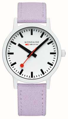 Mondaine Essence（41毫米）白色表盘/紫色棉质纺织表带 MS1.41110.LQ1