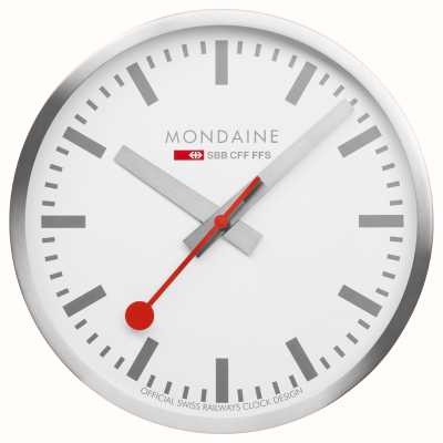 Mondaine Sbb 挂钟（40 厘米）白色表盘/银色铝制表壳 A995.CLOCK.17SBV