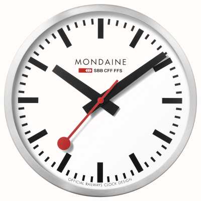 Mondaine Sbb 挂钟（40 厘米）白色表盘/银色铝制表壳 A995.CLOCK.16SBB