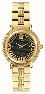 Versace 希腊回纹 (38 毫米) 黑色表盘 / 金质 PVD ​​不锈钢 VE7F00623