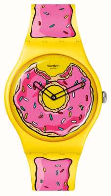 Swatch X 辛普森一家的甜蜜之秒（41毫米）甜甜圈印花表盘/磨砂印花硅胶表带 SO29Z134