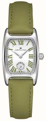 Hamilton 美国经典博尔顿小秒针石英米（23.5毫米）珍珠白表盘/开心果绿皮革 H13321813