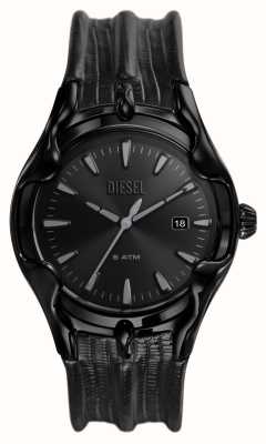 Diesel 男士 vert（44 毫米）黑色表盘/黑色纹理皮革表带 DZ2193