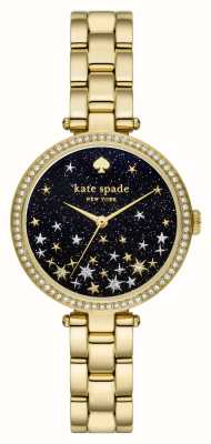 Kate Spade Holland（34毫米）黑色闪光表盘/金色不锈钢表链 KSW1814
