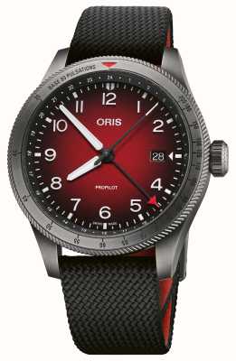 ORIS Propilot GMT 自动上链腕表（41.5 毫米）红色烟熏表盘/黑色织物表带 01 798 7773 4268-07 3 20 14GLC