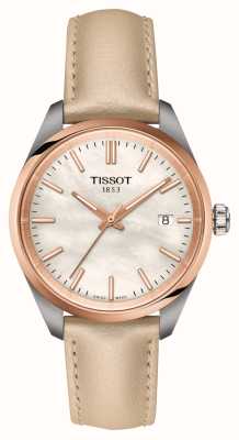 Tissot 女式 PR 100（34 毫米）珍珠母贝表盘/奶油色皮革表带 T1502102611100