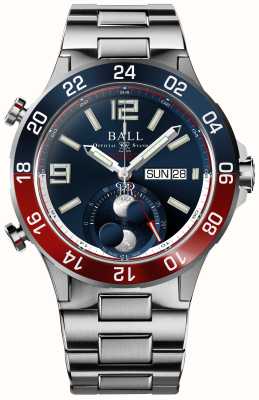 Ball Watch Company Roadmaster Marine GMT 月相（42 毫米）蓝色表盘/钛金属和不锈钢表链 DG3220A-S1CJ-BE