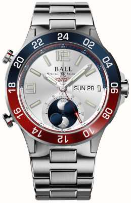 Ball Watch Company Roadmaster Marine GMT 月相（42 毫米）银色表盘/钛金属和不锈钢表链 DG3220A-S1CJ-SL