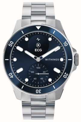 Withings Scanwatch nova - 经过临床验证的混合智能手表（42 毫米）蓝色混合表盘/不锈钢 HWA10-MODEL 7-ALL-INT