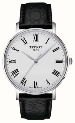 Tissot 男士everytime（40毫米）银色表盘/黑色皮表带 T1434101603300