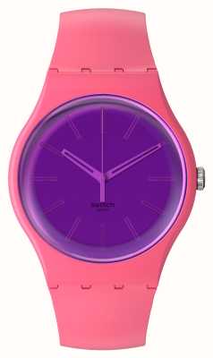 Swatch 贝瑞和谐（41毫米）紫色表盘/粉色硅胶表带 SO29P102