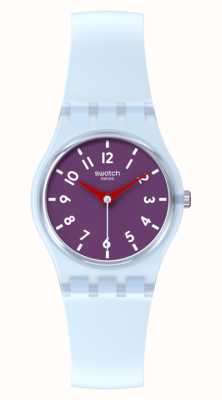 Swatch 粉梅色（25mm）紫色表盘/浅蓝色硅胶表带 LL126