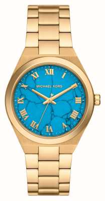 Michael Kors 女式lennox（37毫米）蓝色表盘/金色不锈钢表链 MK7460