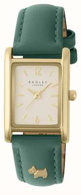 Radley 女式 hanley close（31 毫米）奶油色表盘/绿色皮革表带 RY21722