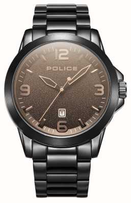 Police 悬崖石英日期（47毫米）黑色表盘/黑色不锈钢表链 PEWJH2194504
