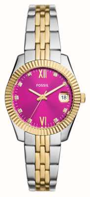 Fossil 女式猩红色（32毫米）粉色表盘/双色不锈钢表链 ES5337