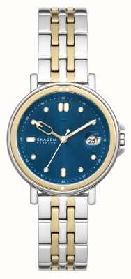 Skagen 女士签名运动里尔（34 毫米）蓝色表盘/双色不锈钢表链 SKW3137