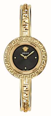 Versace Iconic la greca（28 毫米）黑色表盘/金色不锈钢手镯 VE8C00524