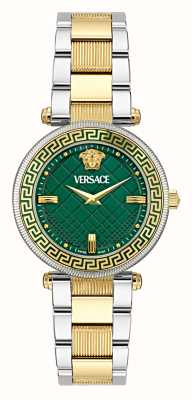 Versace Reve (35毫米) 绿色表盘/双色不锈钢表链 VE8B00524
