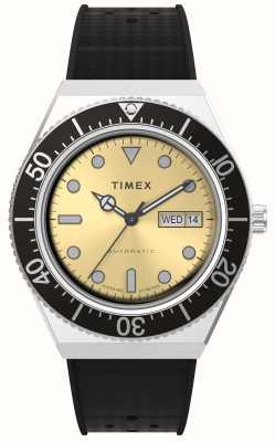 Timex M79 自动日期显示 (40 毫米) 金色表盘/黑色橡胶表带 TW2W47600