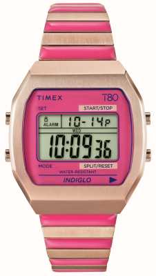 Timex 'timex 80' 数字（36 毫米）数字表盘/粉色可扩展手链 TW2W41600