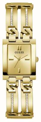 Guess 女士款（24 毫米）金色表盘/镶有水晶的金色不锈钢表链 GW0668L2