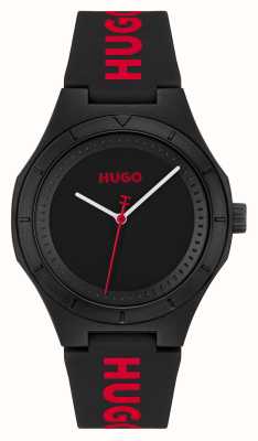 HUGO 男士 #lit (42 毫米) 黑色表盘/黑色硅胶表带 1530343