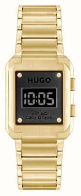 HUGO 男士 #thrive (30 毫米) 黑色数字表盘/金色不锈钢表链 1530359