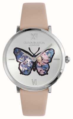Olivia Burton Signature Butterfly（35mm）银色蝴蝶表盘/粉色皮表带 24000145
