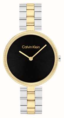 Calvin Klein 女款 gleam （32 毫米）黑色表盘/双色不锈钢表链 25100012