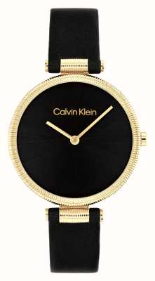 Calvin Klein 女款 gleam（32mm）黑色表盘/黑色皮表带 25100017