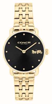 Coach 女士 elliot（28 毫米）黑色表盘/金色不锈钢表链 14504302