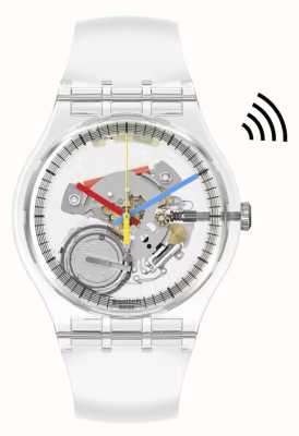 Swatch 显然是新绅士付出的！（41 毫米）透明镂空表盘/透明生物源表带 SO29K115-5300