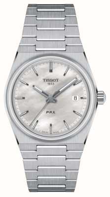 Tissot Prx 石英（35 毫米）白色珍珠贝母表盘/不锈钢表链 T1372101111100