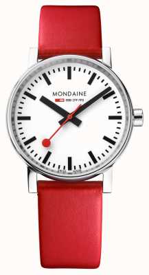 Mondaine Evo2 35 毫米红色纯素皮革表带手表 MSE.35110.LCV