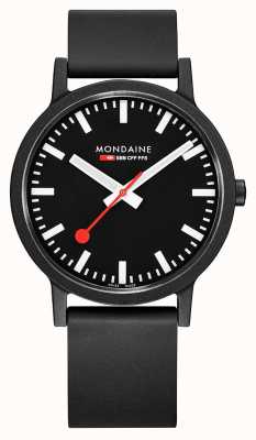 Mondaine Essence 石英 黑色天然橡胶表带 黑色表盘 MS1.41120.RB