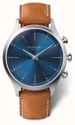 Kronaby 41毫米sekel蓝色表盘棕色皮革表带a1000-3124 S3124/1