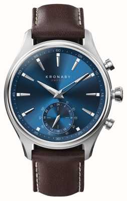 Kronaby Sekel 混合智能手表（41 毫米）蓝色表盘/深棕色意大利皮革表带 S3120/1