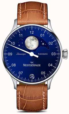 MeisterSinger Pangea Lunascope棕色表带蓝色表盘 LS908
