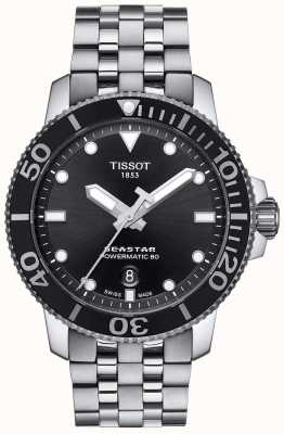 Tissot 男士 seastar 1000 powermatic 80 黑色表盘 不锈钢 T1204071105100