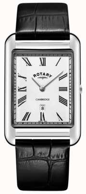 Rotary 男士剑桥日期方形黑色皮表带腕表 GS05280/01