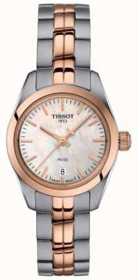 Tissot 女士 pr100 两音手链珍珠贝母表盘手表 T1010102211101