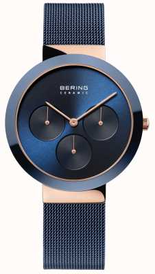 Bering 陶瓷|抛光玫瑰金表壳|蓝色表盘 35036-367