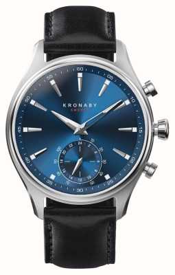 Kronaby Sekel 混合智能手表（41 毫米）蓝色表盘/黑色意大利皮革表带 S3758/1